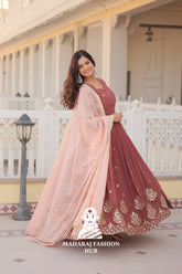 Special Designer Gown in Faux Georgette with Zari & Sequins Work